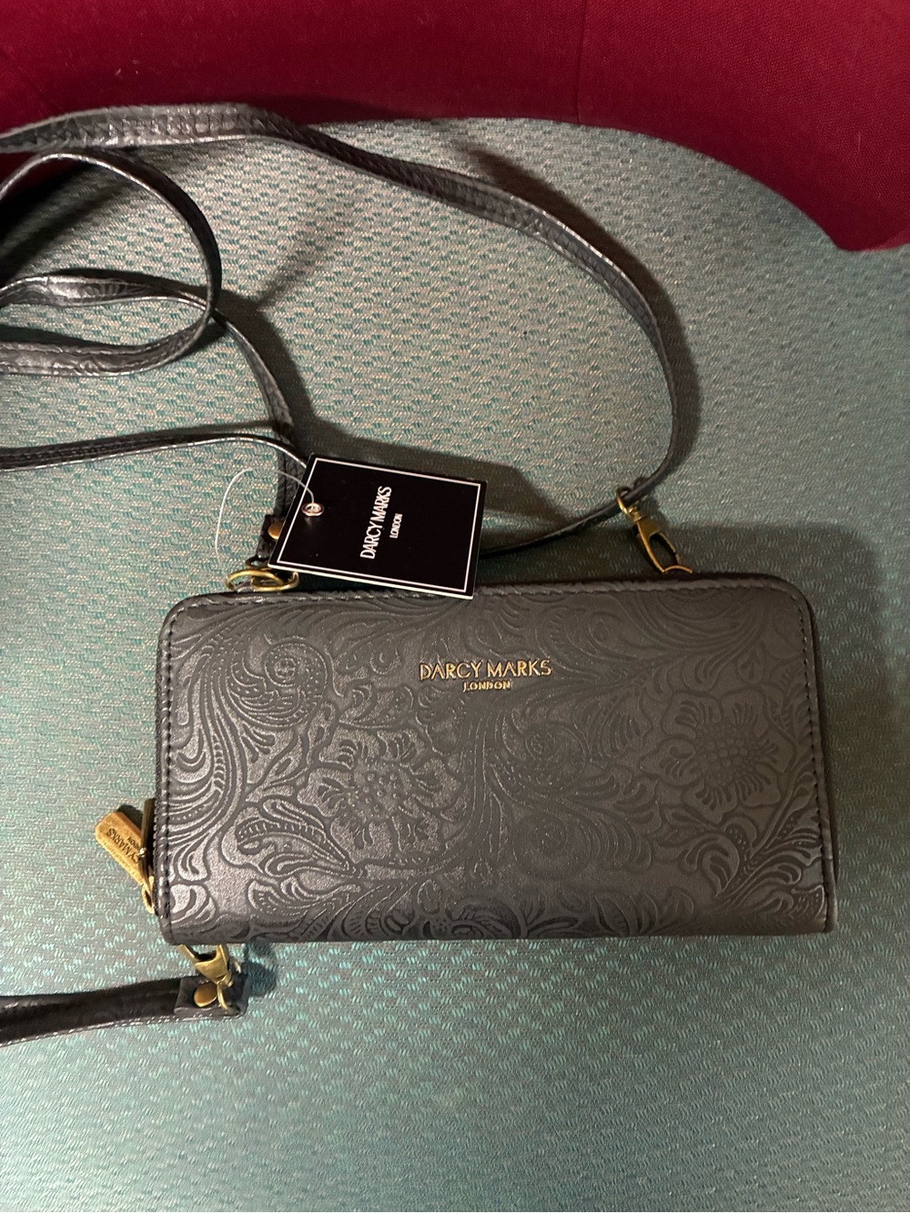 Darcy Marks London Embossed Black Crossbody Wallet Bag